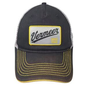 Vermeer Trucker Hat Black Gray One Size Snapback Patch Contrast Stitching OSFM